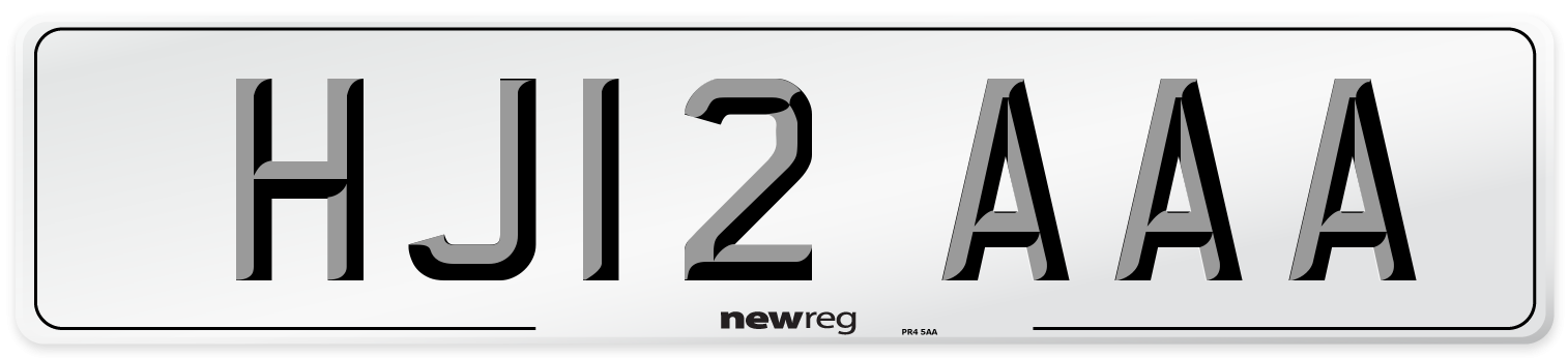 HJ12 AAA Number Plate from New Reg